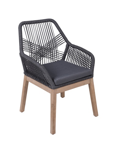 Garden Pleasure Gartenmöbel Set ARVADA / POMONA, Tisch Ø 110 + 4 Sessel, Akazie / Rope / Kissen 100 % Polyester