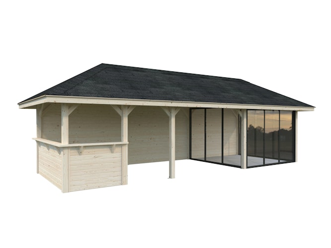 Palmako Pavillon Bianca 24,9 m² Set 516 Slide Plus mit Isolierglas-Schiebetüren