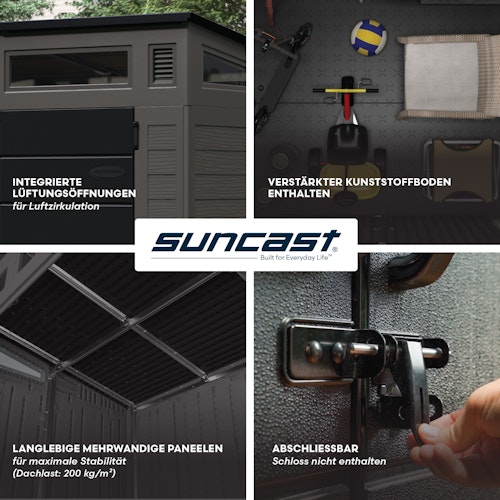 Suncast Kunststoff-Gerätehaus Modernist – stahlverstärkt (klein)