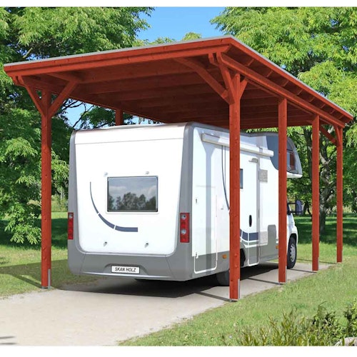 Skan Holz Caravan-Carport Emsland 404x846 cm mit erhöhter Einfahrt