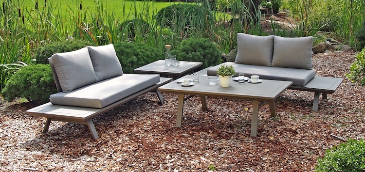 Garden Pleasure Lounge-Set CELIA, Aluminium Hellgrau / Kissen 100 % Polyester Taupe - Auslaufartikel