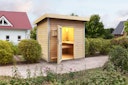 Vorschaubild Karibu Gartensauna Pultdach Saunahaus Norge naturbelassen inkl. gratis Sauna-Zubehörset im Wert von 234,94 €