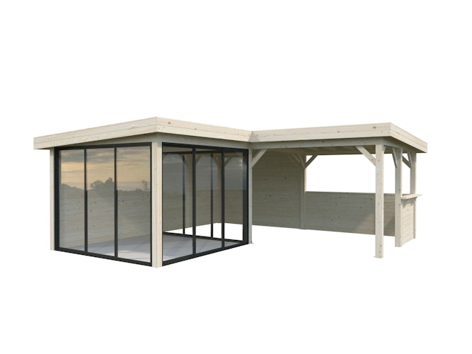Palmako Gartenhaus Connect Lenna 24,9 m² Set 710 Slide Plus mit Isolierglas-Schiebetüren - 28 mm