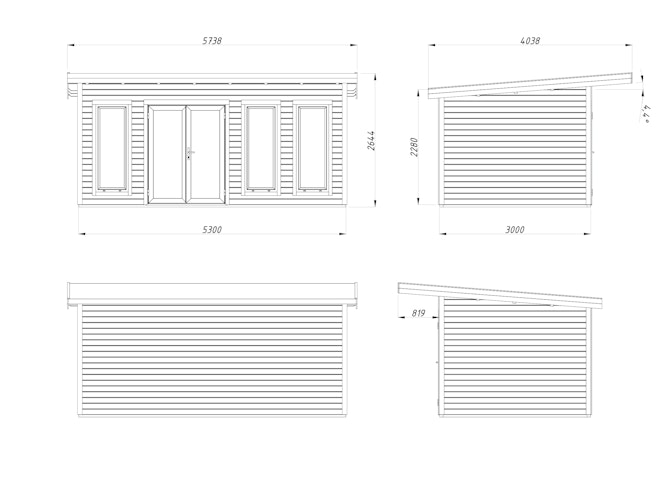 Palmako Gartenhaus Aurelia 15,2 m² - 44 mm