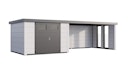 Vorschaubild Telluria Metallgerätehaus Classico 3030 mit Lounge Anbau XL (ca. 450 cm Breite) inkl. 2 Fenstern