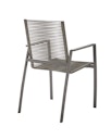 Vorschaubild Diamond Garden Stapelstuhl VALENCIA, Edelstahl Dunkelgrau / Rope Grau / Alu-Armlehnen