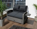 Vorschaubild Garden Pleasure Funktionssofa NIZZA, Polyrattan Braun / Kissen 100 % Polyester Schwarz
