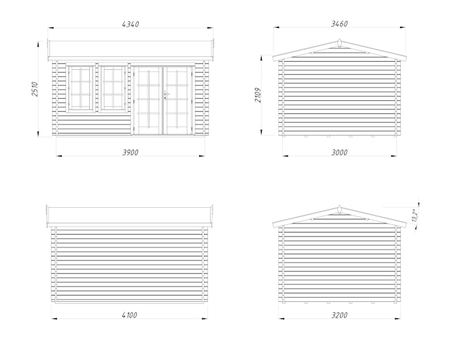 Palmako Gartenhaus Iris 11,1 m² - 44 mm