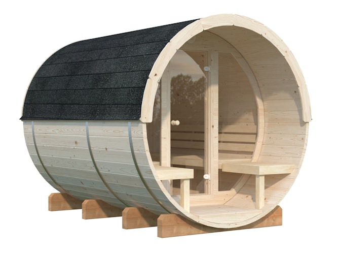 Palmako Saunafass Anita 1,6 + 0,7m² mit Glaswand