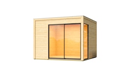 Karibu Design Gartenhaus Dice 1 mit Aluminium Schiebetür - 38mm-308 x 308 cm- naturbelassen