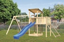 Vorschaubild Akubi Kinderspielturm Anna mit Pultdach inkl. Doppelschaukel, Anbauplattform, Wellenrutsche und Netzrampe