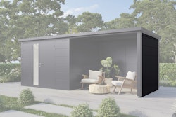 Wolff Finnhaus Seiten-/Rückwand 23 Metall Anthrazit für Terrassenanbau Ulrik & Linnea