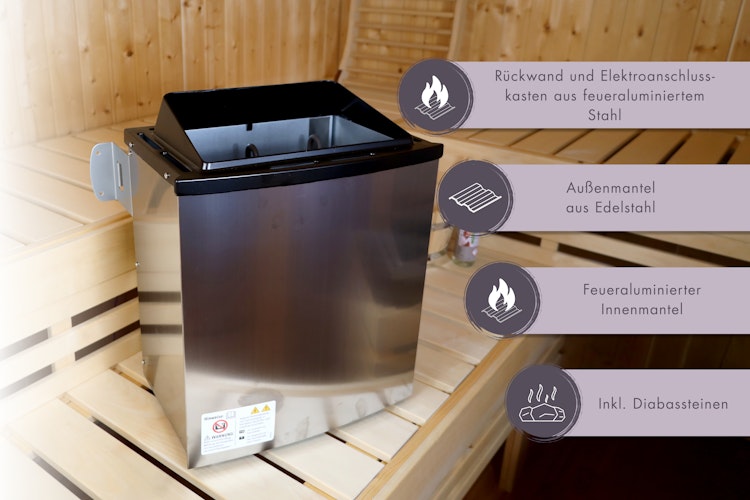 Karibu 9 kW Saunaofen finnisch anthrazit für externe Steuerung 