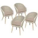 Vorschaubild Garden Pleasure Esstisch-Set ARVADA, Tisch + 4 Sessel, Akazie / Polyrattan / 100 % Polyester / Akazie