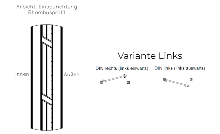dz VIDUAL Swing Einzeltor Pure 100 x 20 mm Rhombusprofil - DIN Links