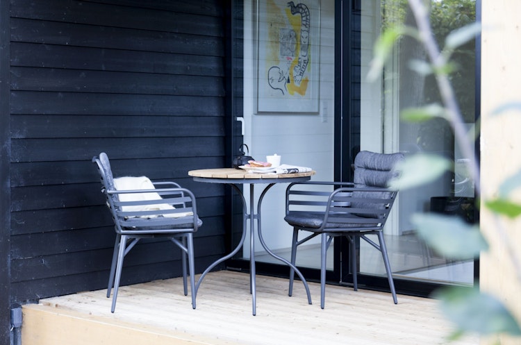 Cinas Kaffeetisch ELLEN, Ø 80 cm, Aluminium / Teak