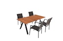 Vorschaubild Garden Pleasure Gartenmöbel Set DAVINA / ELENA 05, Tisch 180 x 90 +  4 Stapelsessel, Aluminium / Teak / Kunststoffgewebe