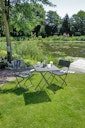Vorschaubild Garden Pleasure Balkonmöbel Set VENTANA, Klapptisch 62 x 62 cm + 2 Klappstühle, Stahl Dunkelgrau / Kunststoff Schwarz