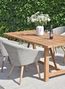 Vorschaubild Garden Pleasure Gartenmöbel Set OAKLAND / ARVADA, Tisch 200 x 100 + 4 Sessel, Akazie / Polyrattan Pfeffergrau / Kissen 100 % Polyester Taupe