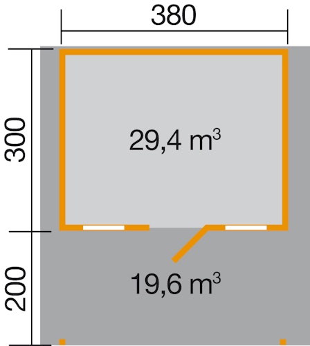 Weka 45 mm Weekendhaus 138 A mit Vordach (200 cm)