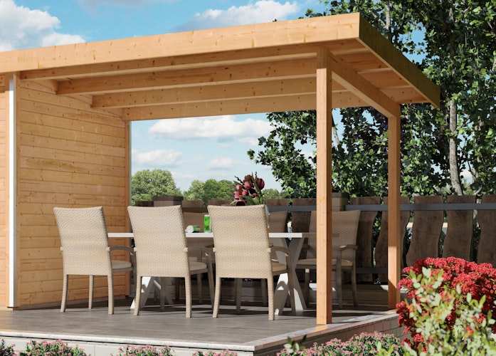 Karibu Schleppdach 2 m für Gartenhaus Bastrup 8