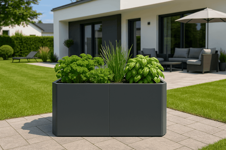 Premium Hochbeet aus Stahl anthrazit 120 x 80 x 75 cm