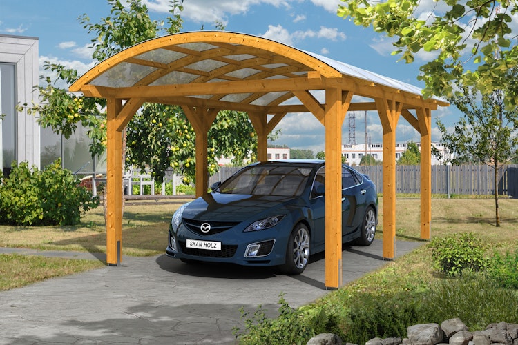 Skan Holz Franken - Bogendach Einzelcarport aus Leimholz Breite 376 cm