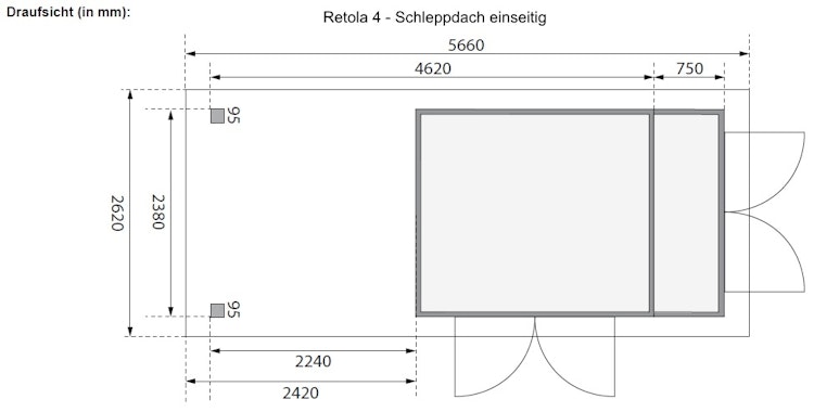Karibu Woodfeeling Gartenhaus Retola 2/3/4/5/6 inkl. Anbauschrank u. 240 cm Schleppdach
