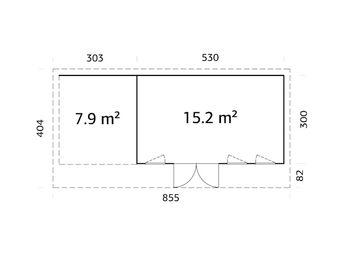 Palmako Gartenhaus Aurelia 15,2+7,9 m² - 44 mm