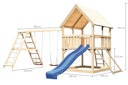 Vorschaubild Akubi Kinderspielturm Luis mit Doppelschaukelklettergerüst, Netzrampe und Wellenrutsche