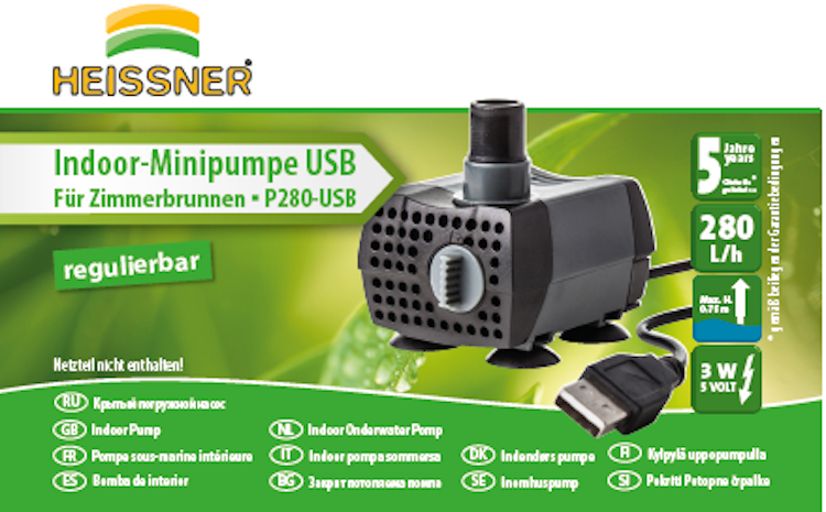 Indoor-Pumpe mit USB Anschluss (P280-USB)