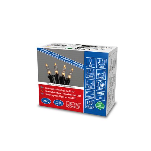 Konstsmide Weihnachtsbeleuchtung LED Mini Lichterkette 20 batteriebetrieben Länge 3,35 Meter
