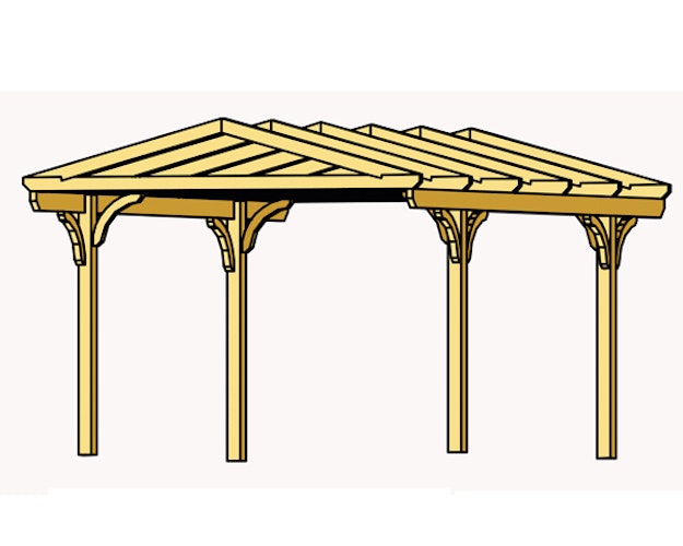 Skan Holz Westerwald Design Doppelcarport aus Leimholz Breite 570 cm