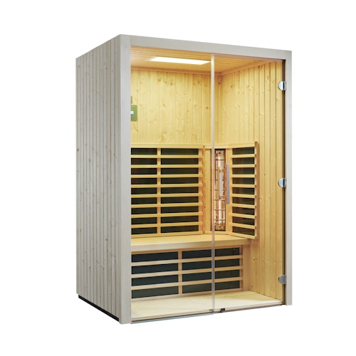 Infraworld Infrarotkabine Fusion Glas 145 Fichte inkl. 5-teiligem gratis Zubehörset