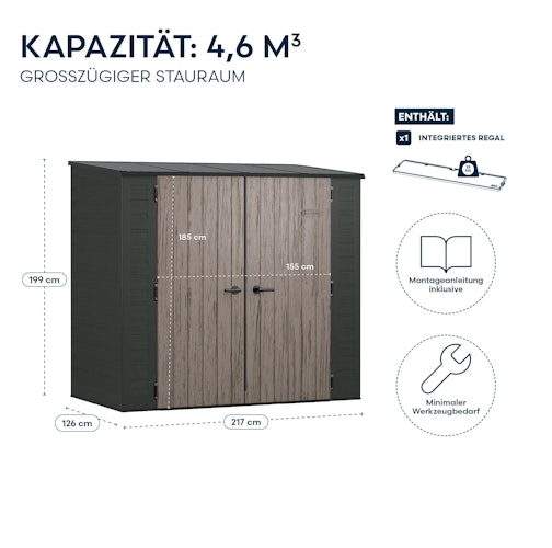 Suncast Kunststoff-Geräteschrank Modern (groß) - stahlverstärkt
