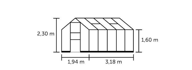 Halls Gewächshaus Burford 610 - 6,2 m² inkl. integrierten Fundamentrahmen