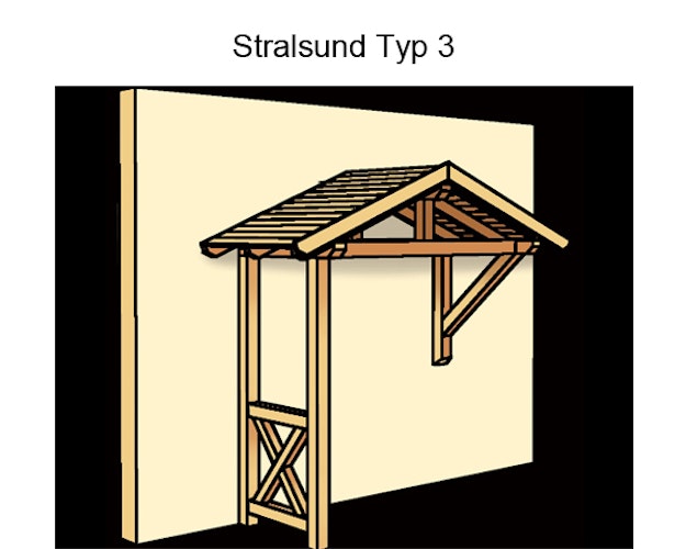Skan Holz Satteldach Vordach Doppeltür Stralsund