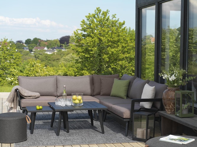 Brafab 1-Sitzer Modul VILLAC, Aluminium Schwarz / Olefin (100 % Polypropylen) Grau - Abverkauf 