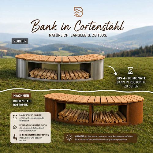 Badeko Bank „Freiburg“ aus Cortenstahl