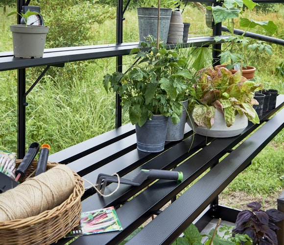 Halls Lamellentisch für Gewächshaus Qube Square schwarz