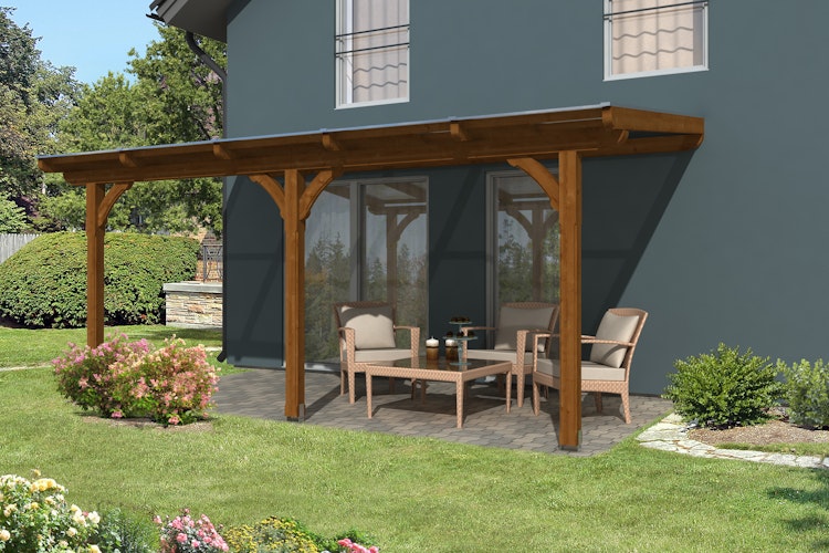Skan Holz Terrassenüberdachung Rimini aus Douglasie mit Mittelpfosten Breite 541 cm