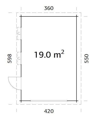 Palmako Garage Rasmus 19,0 m²- 44 mm - ohne Tor