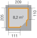 Vorschaubild Weka 21 mm Gartenhaus 229 A Eckhaus inkl. moderner Design-Einzeltür