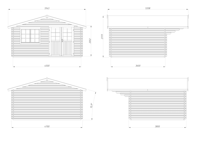 Palmako Gartenhaus Sally 15,5 m² - 44 mm