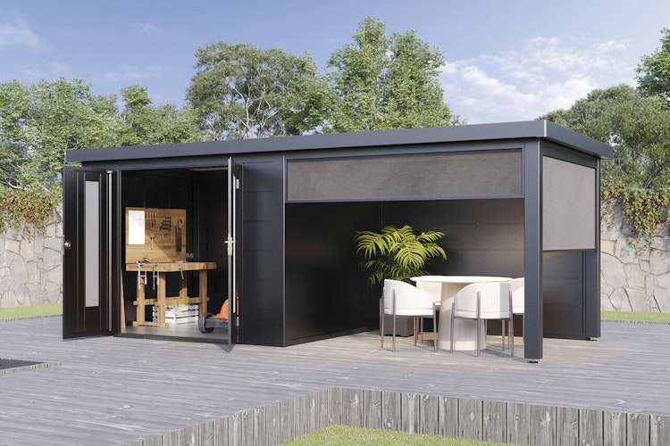 Wolff Finnhaus Sonnenrollo 30 für Premium Metall Gartenhäuser