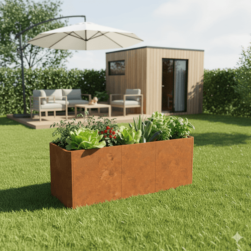 Premium Hochbeet aus Cortenstahl mit Rostpatina 200 x 80 x 75 cm