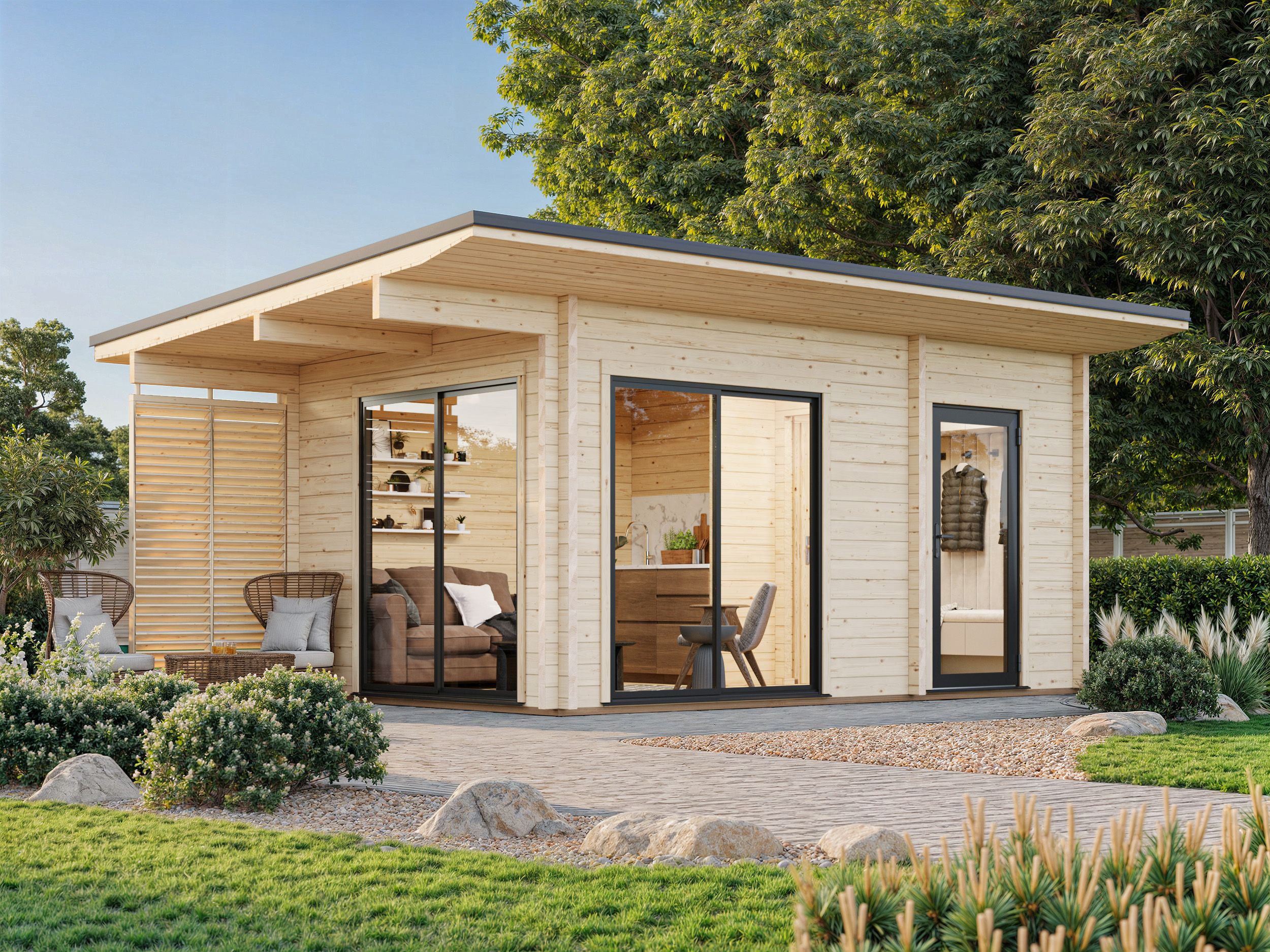 Palmako Ferienhaus Cecilia 14,2 m² Slide Plus - 70 mm