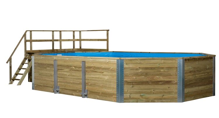 Weka Massivholzpool 594 "Alles dabei" - 45 mm - 714 x 376 cm