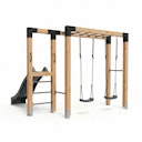 Vorschaubild EXIT Holz-Monkeybar Linea Robust 110 mit Doppelschaukel, Rutsche und Reckstange