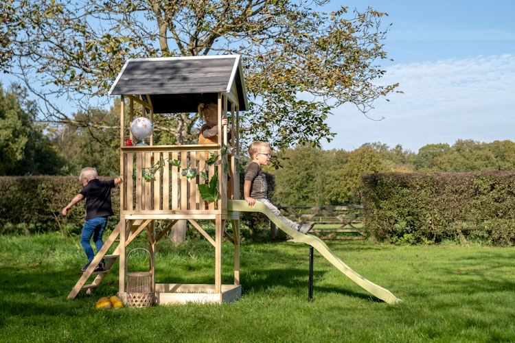 EXIT Panorama 500 Holzspielhaus mit Rutsche & Sandkasten